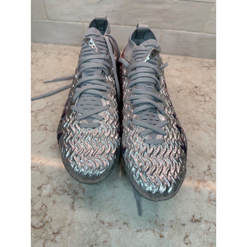 Under Armour Blur Lux MC Football Cleats Silver Red Blue Stars Mens 8.5 Cleat